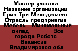 Мастер участка › Название организации ­ Грин Три Менеджмент › Отрасль предприятия ­ Мебель › Минимальный оклад ­ 60 000 - Все города Работа » Вакансии   . Владимирская обл.,Муромский р-н